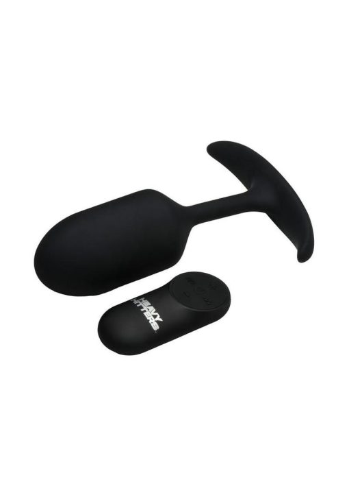 Heavy Hitters Vibrating Weighted Rechargeable Silicone Anal Plug - Large - Black
