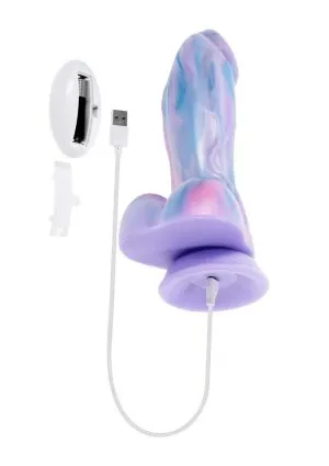 Mythical Rechargeable Silicone Vibrating Dildo with Remote - Multicolor