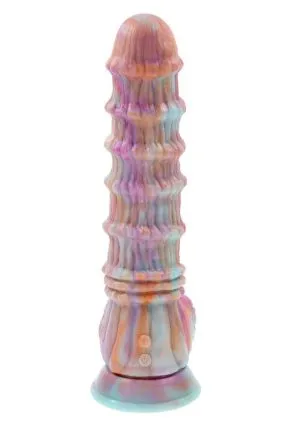 Fantasy Rechargeable Silicone Vibrating Dildo with Remote - Multicolor