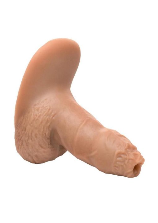 Strap U Uncut Packer Silicone 5.1in Dildo - Caramel