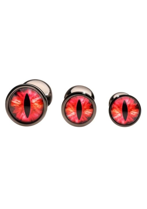 Creature Cocks Red Eye Metal Butt Plug Set (3 Piece) - Black/Red