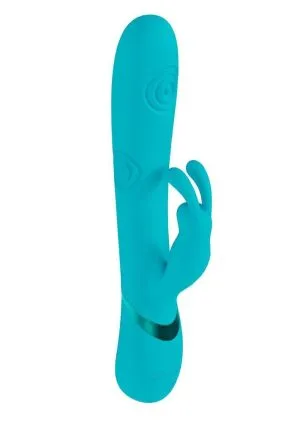 Vive Mimi 10 Function Silicone Rechargeable Triple Motor G-Spot Vibrating and Tapping Rabbit - Blue