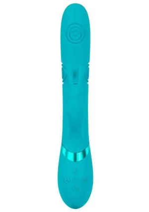 Vive Mimi 10 Function Silicone Rechargeable Triple Motor G-Spot Vibrating and Tapping Rabbit - Blue