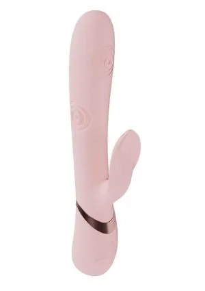 Vive Fronda Rechargeable Silicone Triple Motor G-Spot VIbrating and Tapping Leaf Clit Stimulator - Pink