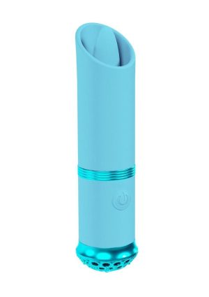 Loveline Luxe 10 Function Mini Lipstick Rechargeable Silicone Vibrator - Blue