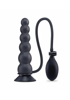 Size Up Ripple Inflatable Silicone Butt Plug 7in - Black