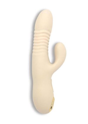 Velvet GoGo All-in-1 Thruster Rechargeable Silicone Dildo - Vanilla
