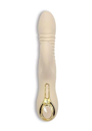 Velvet GoGo All-in-1 Thruster Rechargeable Silicone Dildo - Vanilla
