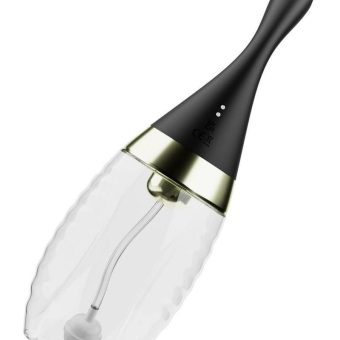Anal Adventures Platinum Aqua Jet Rechargeable Silicone Anal Douche with Remote - Black/Clear