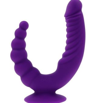 Rider Rechargeable Silicone Double End Vibrator - Purple