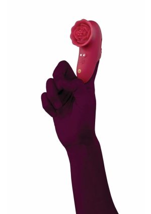 Secret Kisses Rosegasm Playful Petal Rechargeable Silicone Finger Vibrator - Red