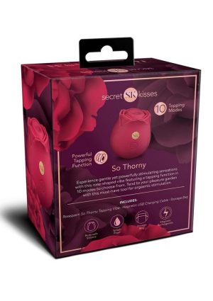 Secret Kisses Rosegasm Playful Petal Rechargeable Silicone Finger Vibrator - Red