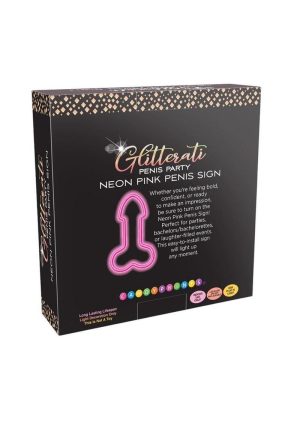 Neon Light Up Penis Sign - Pink/Silver