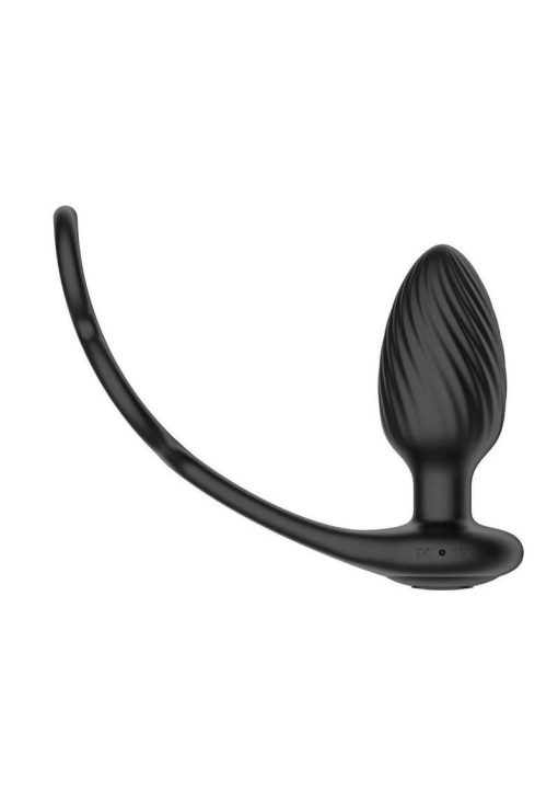 Nexus Tornado Silicone Rechargeable Remote Rotating Plug with Cock and Ball Rings - Black