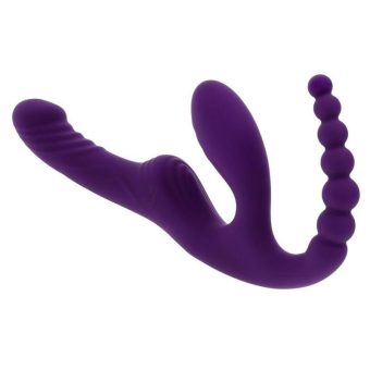 Playboy Hug It Out Rechargeable Silicone Inflatable Triple Stimulation Vibrator with Remote - Purple