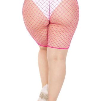Leg Avenue Plus Size Industrial Net Biker Shorts - 1X-2X - Pink