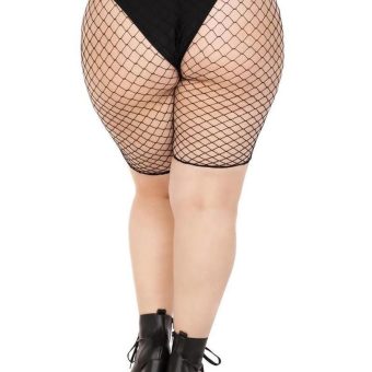 Leg Avenue Plus Size Industrial Net Biker Shorts - 1X-2X - Black
