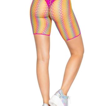 Leg Avenue Ombre Rainbow Woven Net Biker Shorts - OS - Multicolor